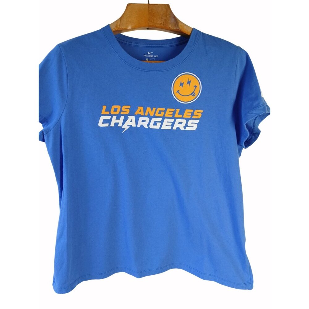 Nike Los Angeles Chargers Blue Graphic Tee Womens XL 100% Cotton Crewneck Bolts